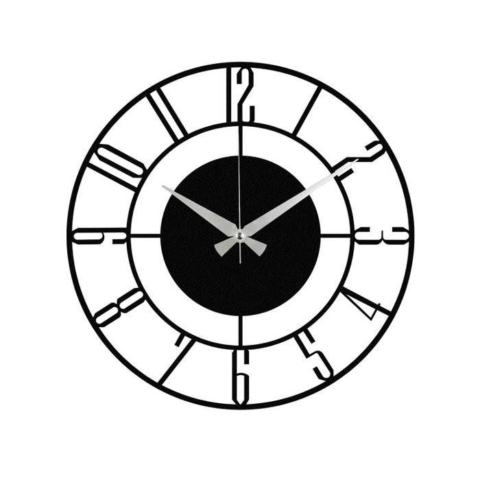 Wallity Enzoclock - S011 Reloj de Pared Decorativo de Metal Negro